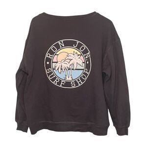 Ron Jon Surf Shop Relaxed Graphic‎ Print Sweatshirt Boat Neck M